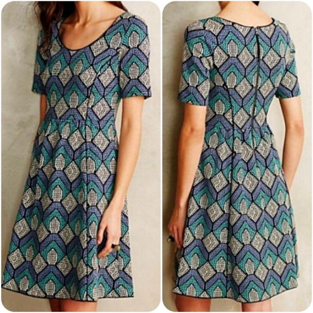 Anthropologie HD in Paris Hollyhock Fit and‎ Flare Dress size XL